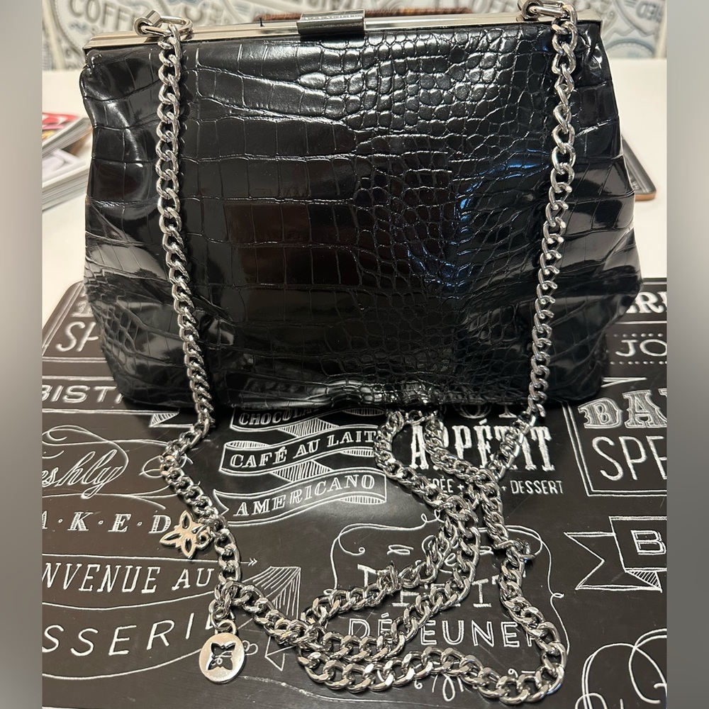 BCBGENERATION Faux Patent Croc Purse GUC - Picture 2 of 9
